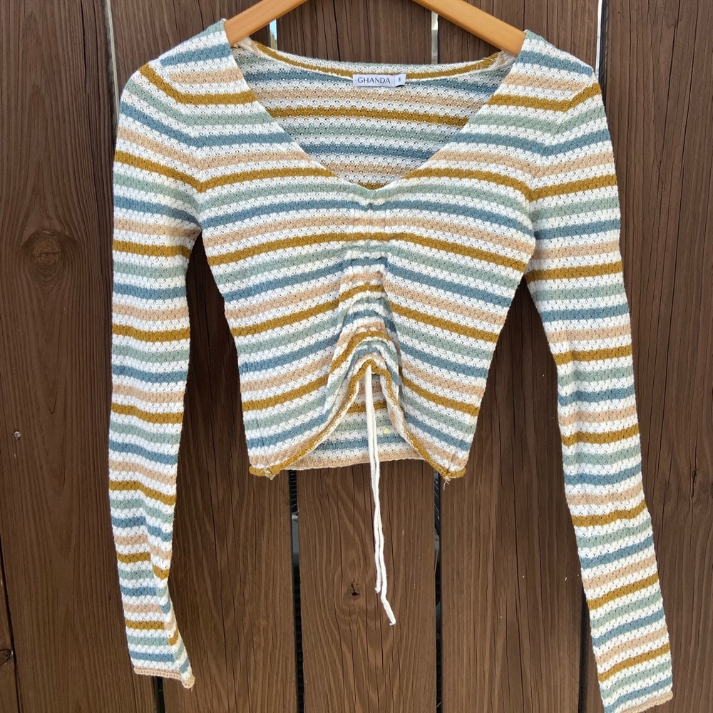 Striped Knit Ghanda Crop Top 🌝